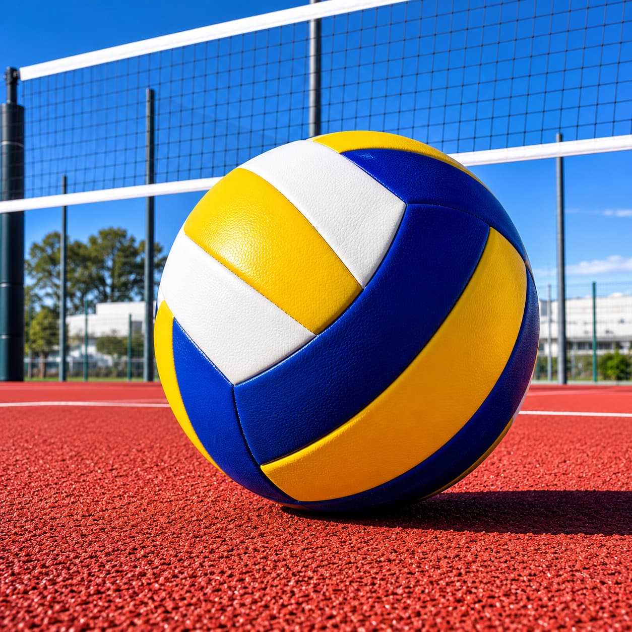 Volleyball at Sonagarh Fort Resort — Volleyball resting on a court beside the net